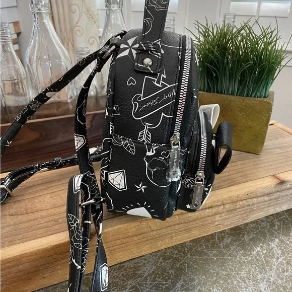 BETSEY JOHNSON “BLK & WHITE “SKULL / HEART MINI BACKPACK - Picture 3 of 9